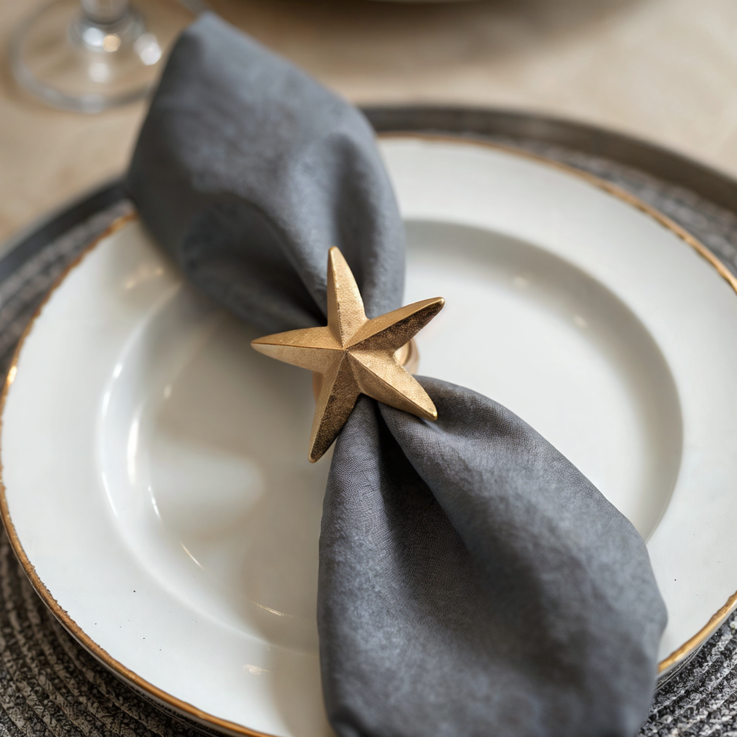 Star Metal Napkin Ring Classic Gold Set of 4