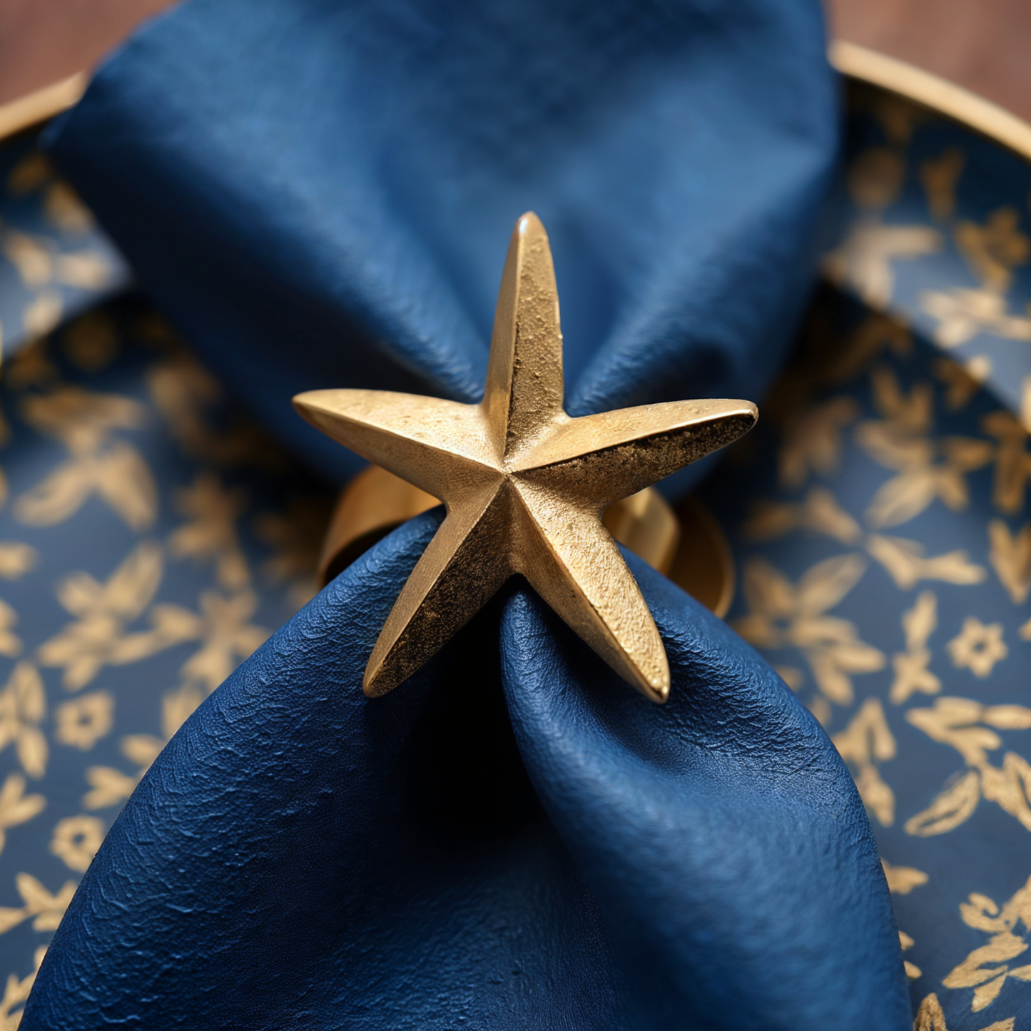 Star Metal Napkin Ring Classic Gold Set of 4