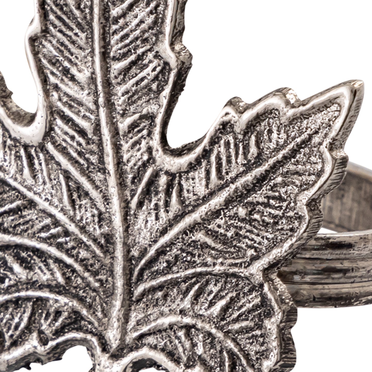Vintage Maple Leaf Metal Napkin Ring Antique Silver Set of 4