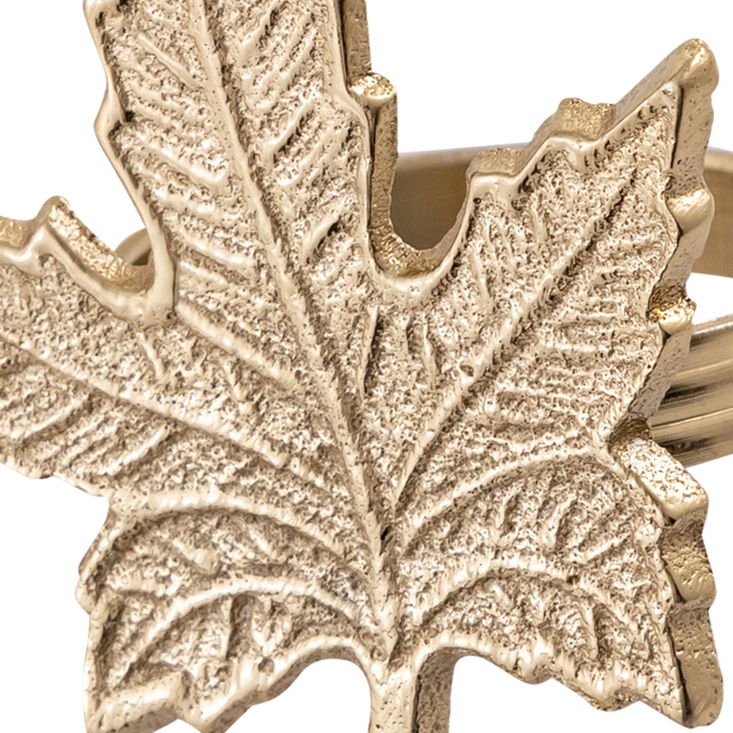 Vintage Maple Leaf Metal Napkin Ring Gold Set of 4