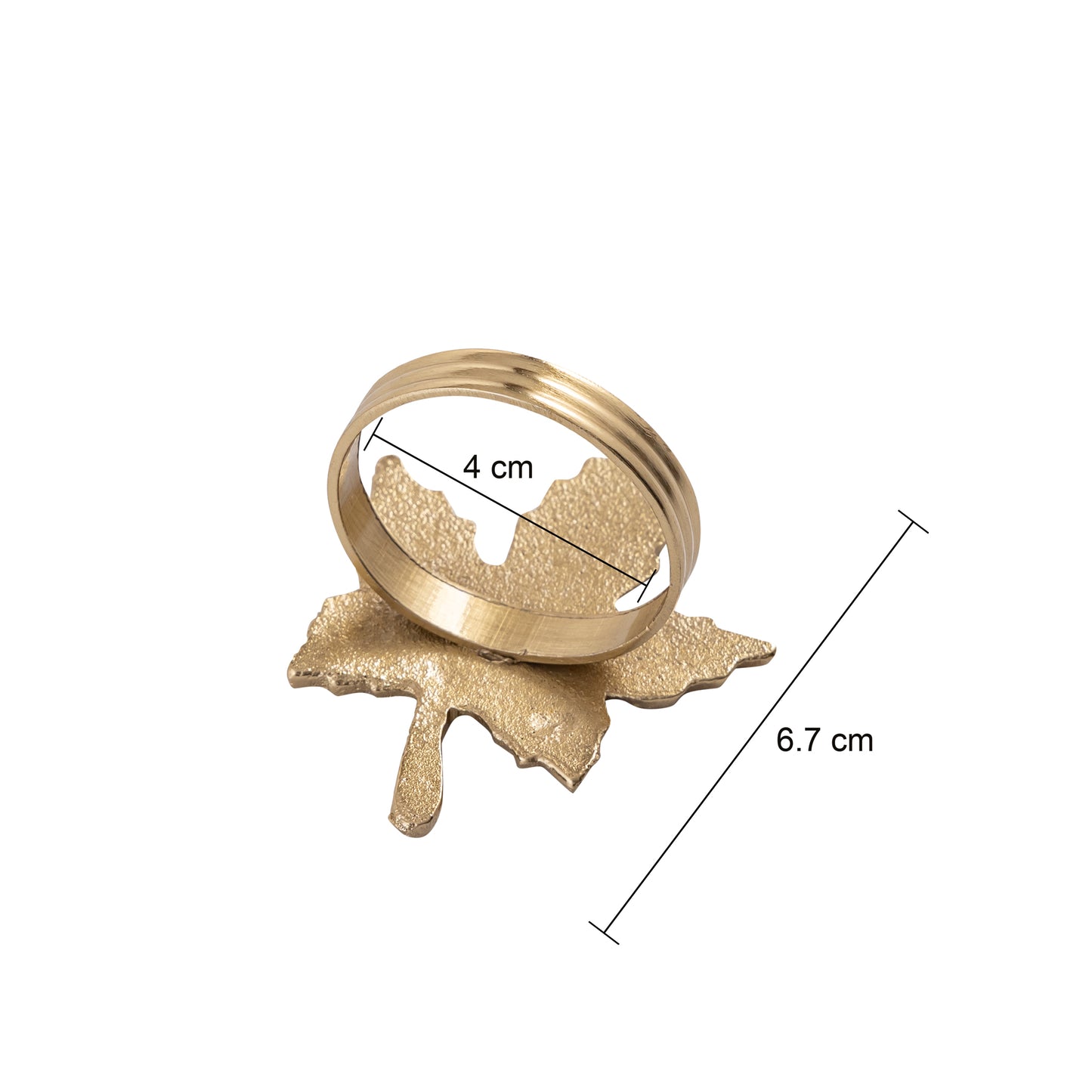 Vintage Maple Leaf Metal Napkin Ring Gold Set of 4