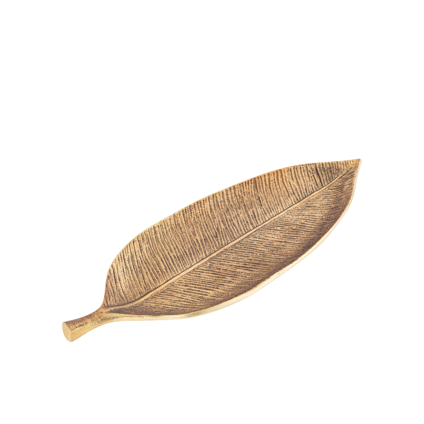Penrith Leaf-Shaped Decorative Tray Antique Brass