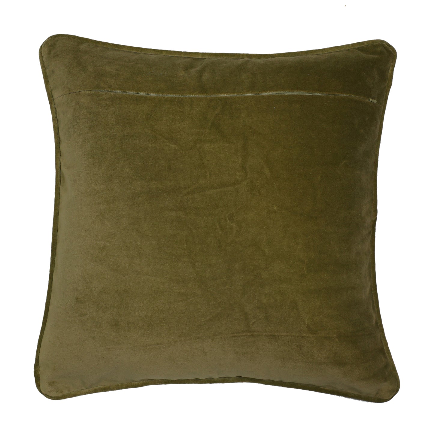 Cotton Velvet Cushion Cover Olive Green - 1 Piece