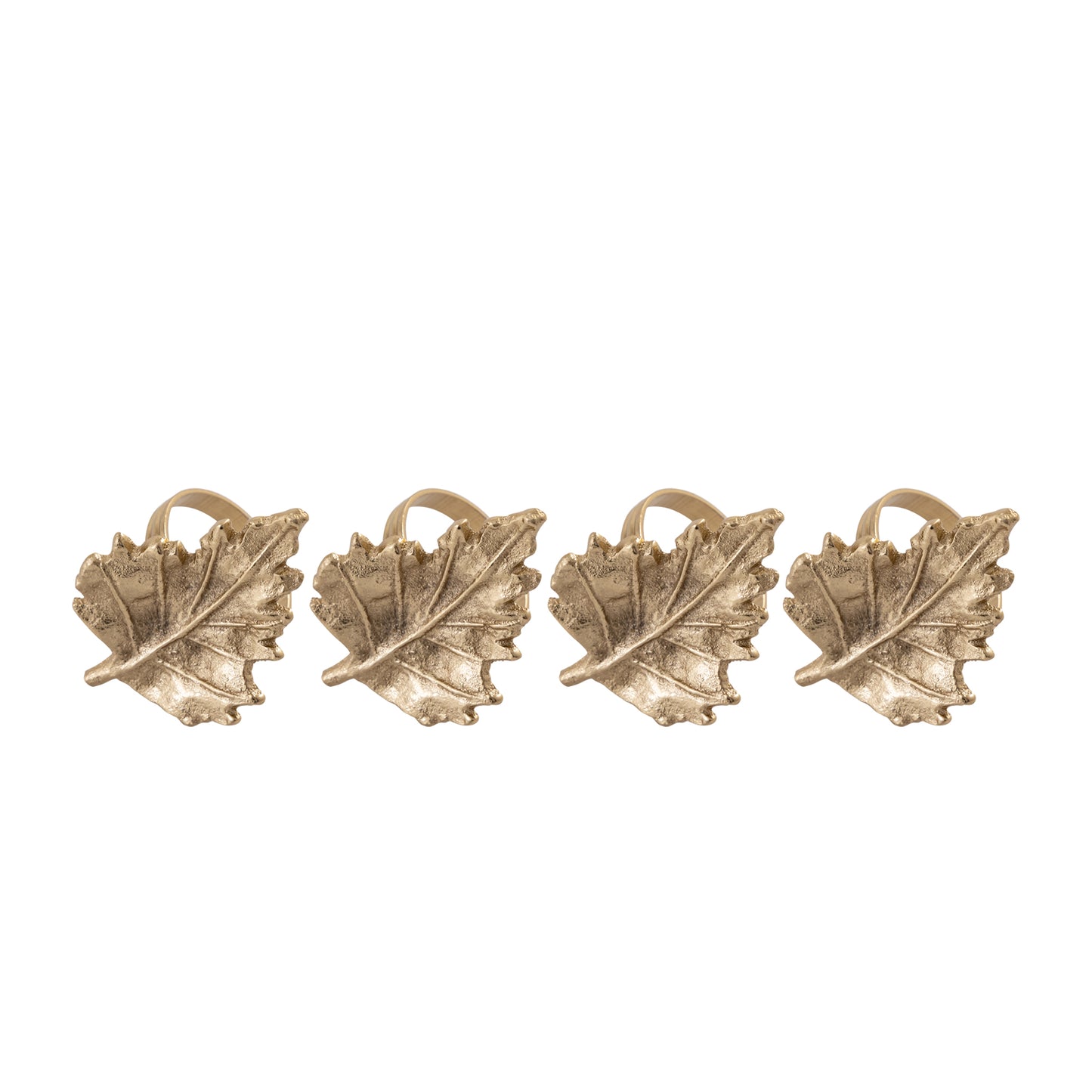 Classic Leaf Metal Napkin Ring Gold (Set of 4)