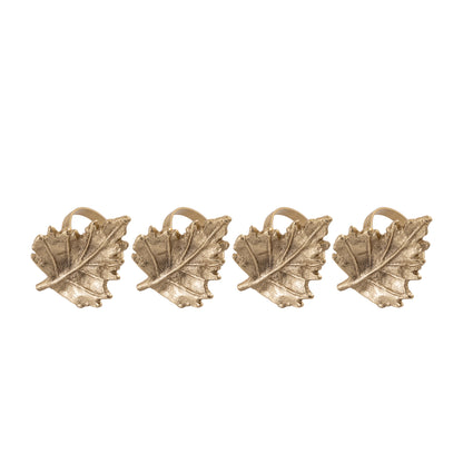 Autumn Maple Leaf Metal Napkin Ring Brass (Set of 4)