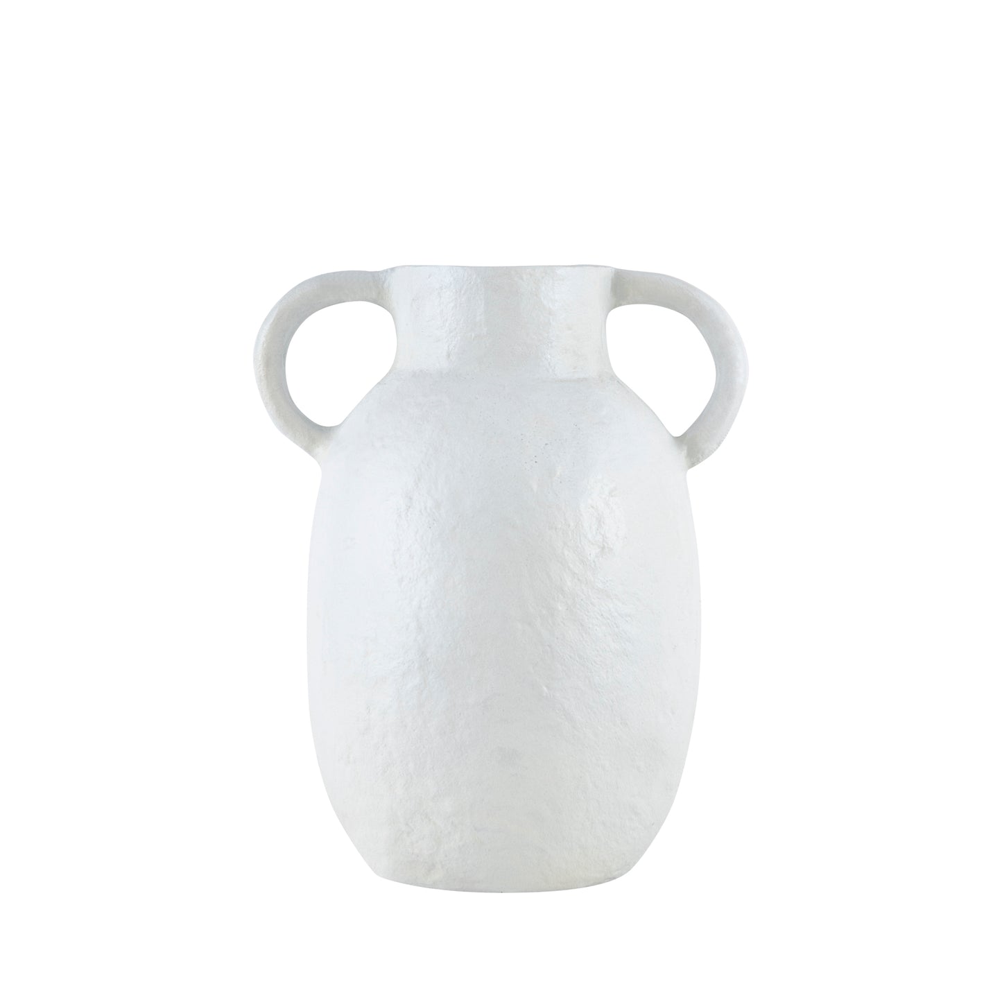 Newport Metal Vase with Handles White Ceramic Finish