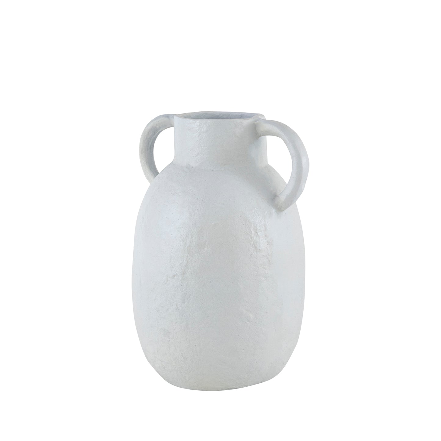 Newport Metal Vase with Handles White Ceramic Finish