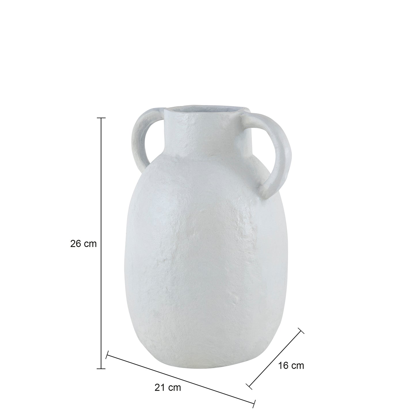 Newport Metal Vase with Handles White Ceramic Finish