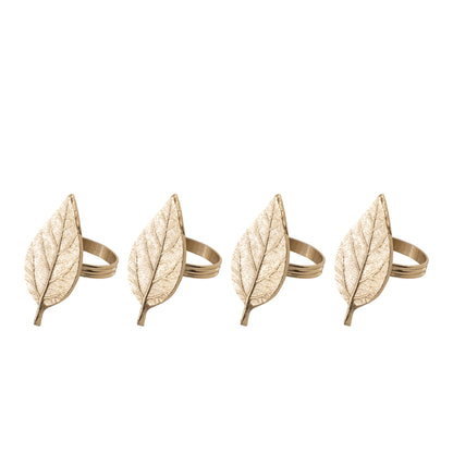 Fall Leaf Metal Napkin Ring Gold (Set of 4)