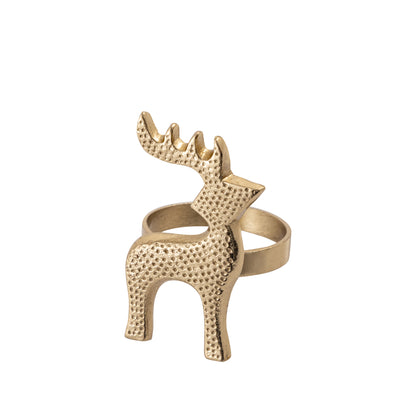 Vixen Reindeer Metal Napkin Ring Gold (Set of 4)