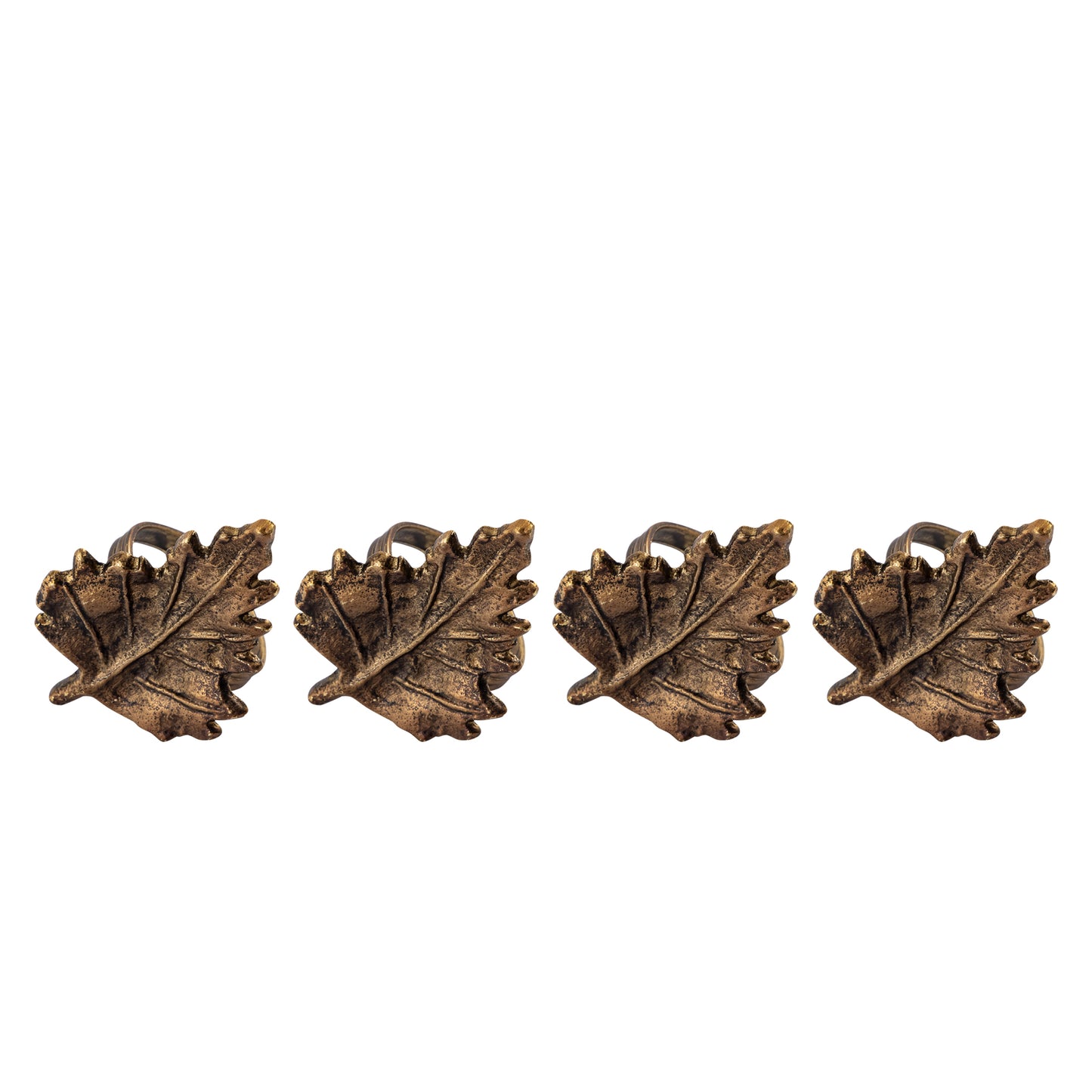 Classic Leaf Metal Napkin Ring Antique Brass (Set of 4)