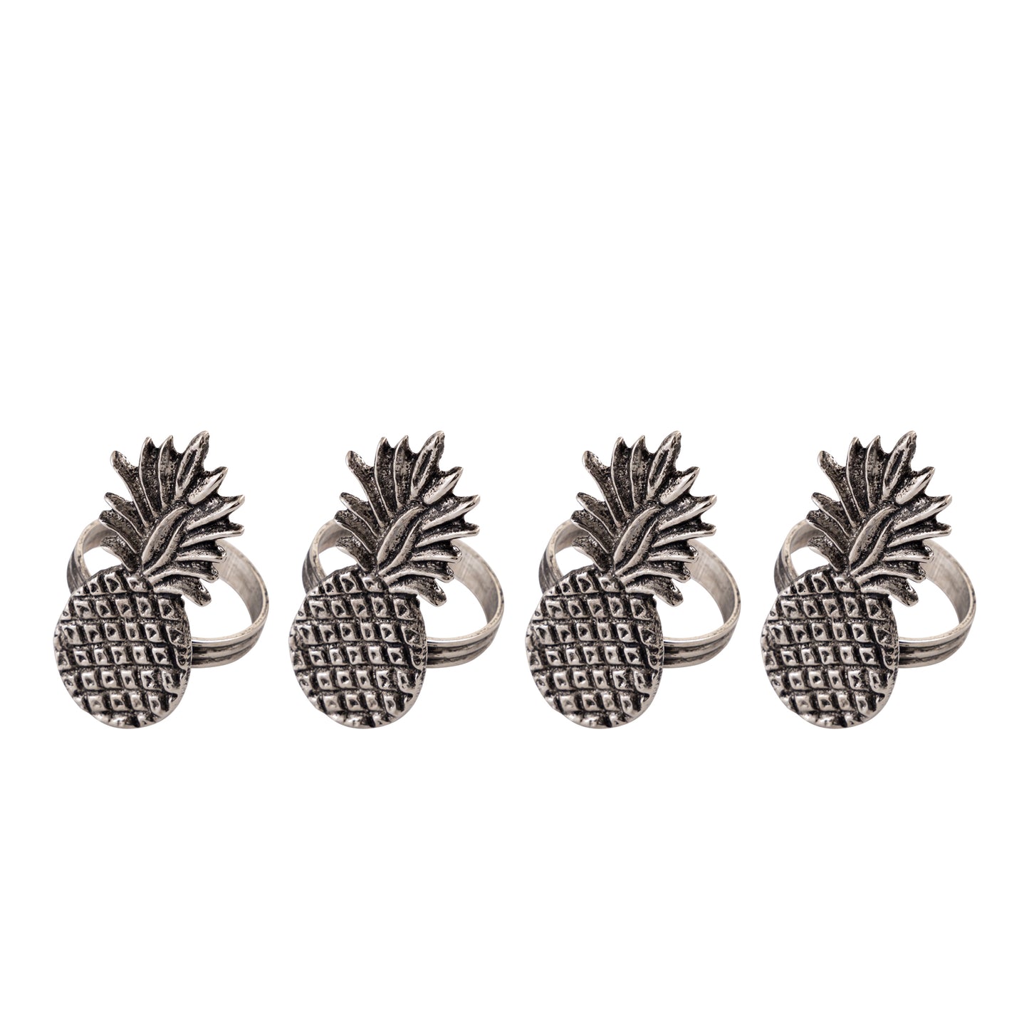 Pineapple Metal Napkin Ring Antique Silver (Set of 4)