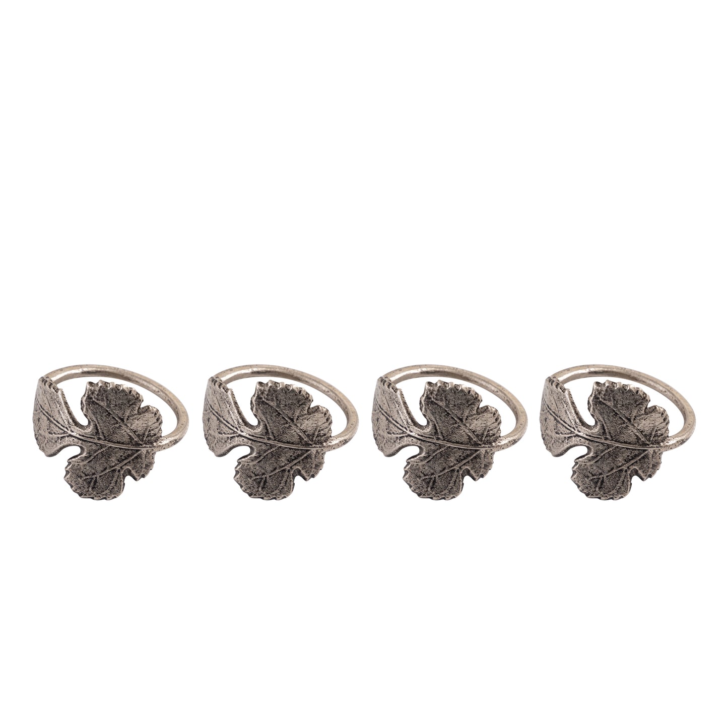 Maple Leaf Metal Napkin Ring Antique Silver (Set of 4)