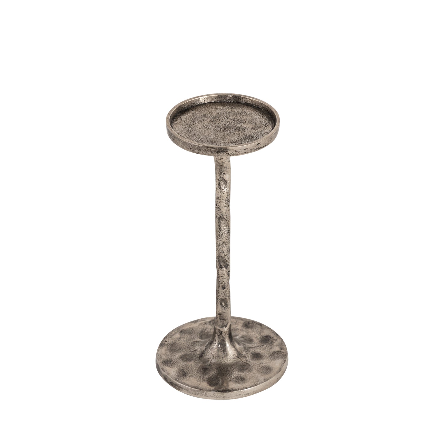 Marlow Set of 2 Hammered Pillar Holder Antique Silver Finish