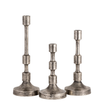 Camden Set of 3 Candle Holders Antique Silver Finish