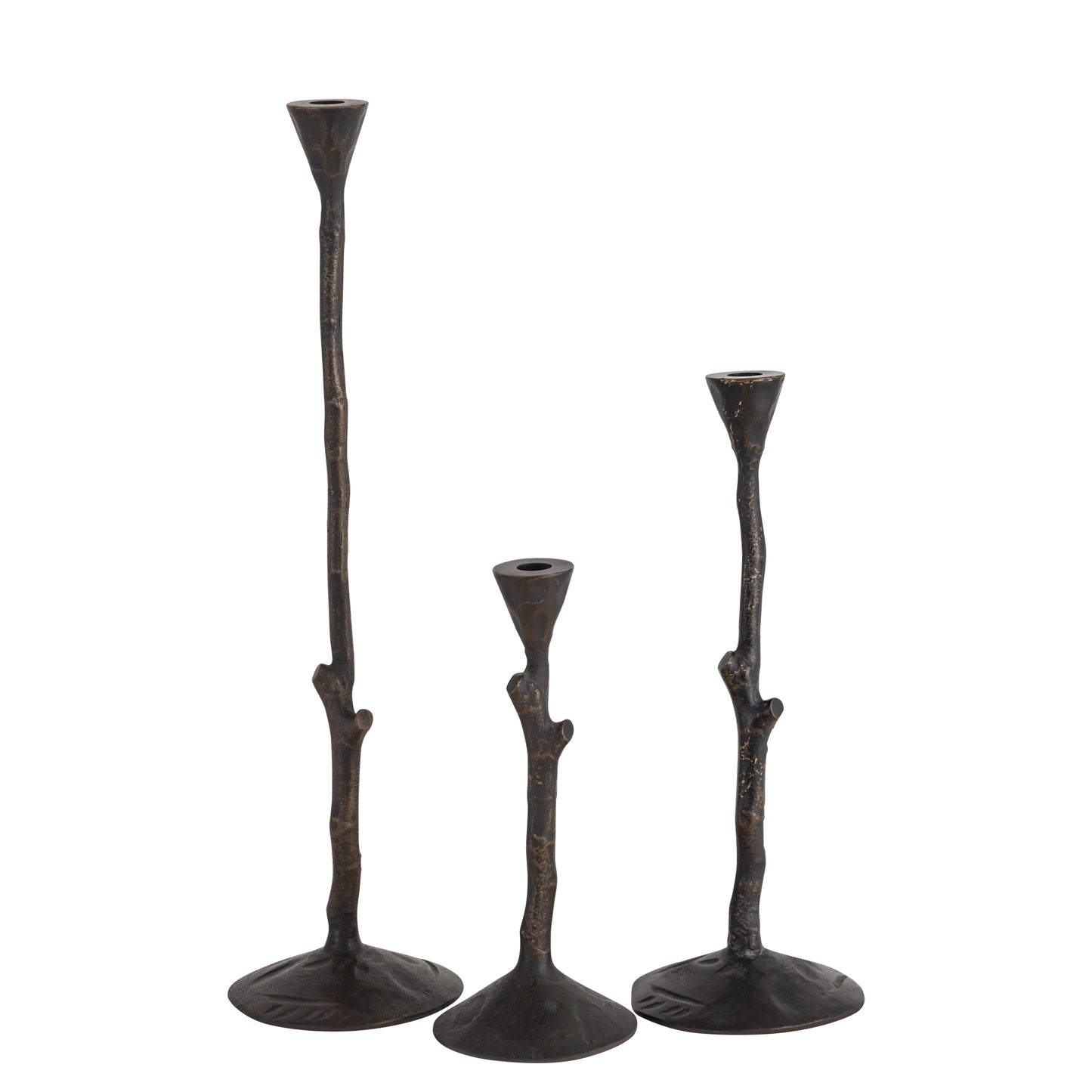 Eden Set of 3 Twig Candle Holders Antique Bronze Finish