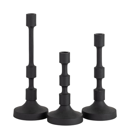 Camden Set of 3 Candle Holders Matte Black Finish