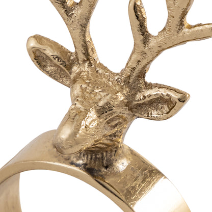 Prancer Reindeer Metal Napkin Ring Gold (Set of 4)