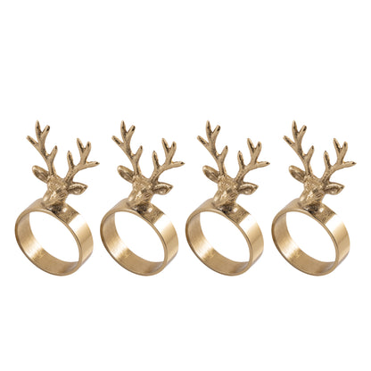 Prancer Reindeer Metal Napkin Ring Gold (Set of 4)