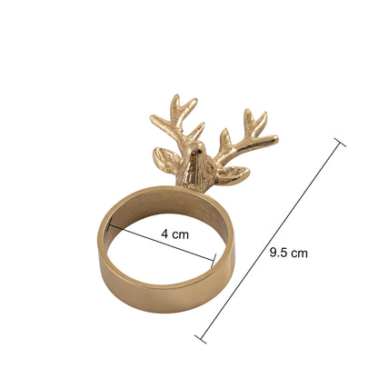 Prancer Reindeer Metal Napkin Ring Gold (Set of 4)