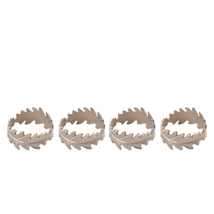 Oak Leaf Metal Napkin Ring Silver (Set of 4)