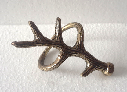 Antler Metal Napkin Ring Antique Brass (Set of 4)