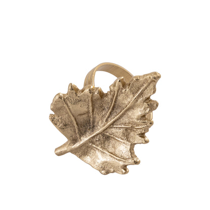 Classic Leaf Metal Napkin Ring Gold (Set of 4)