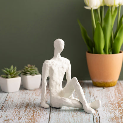 Kingsley Sitting Man Statuette Matte White Finish