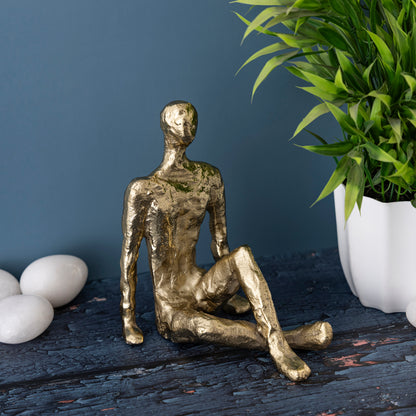 Kingsley Sitting Man Statuette Gold Finish