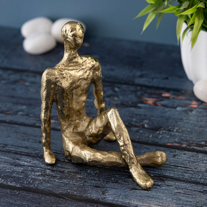 Kingsley Sitting Man Statuette Gold Finish