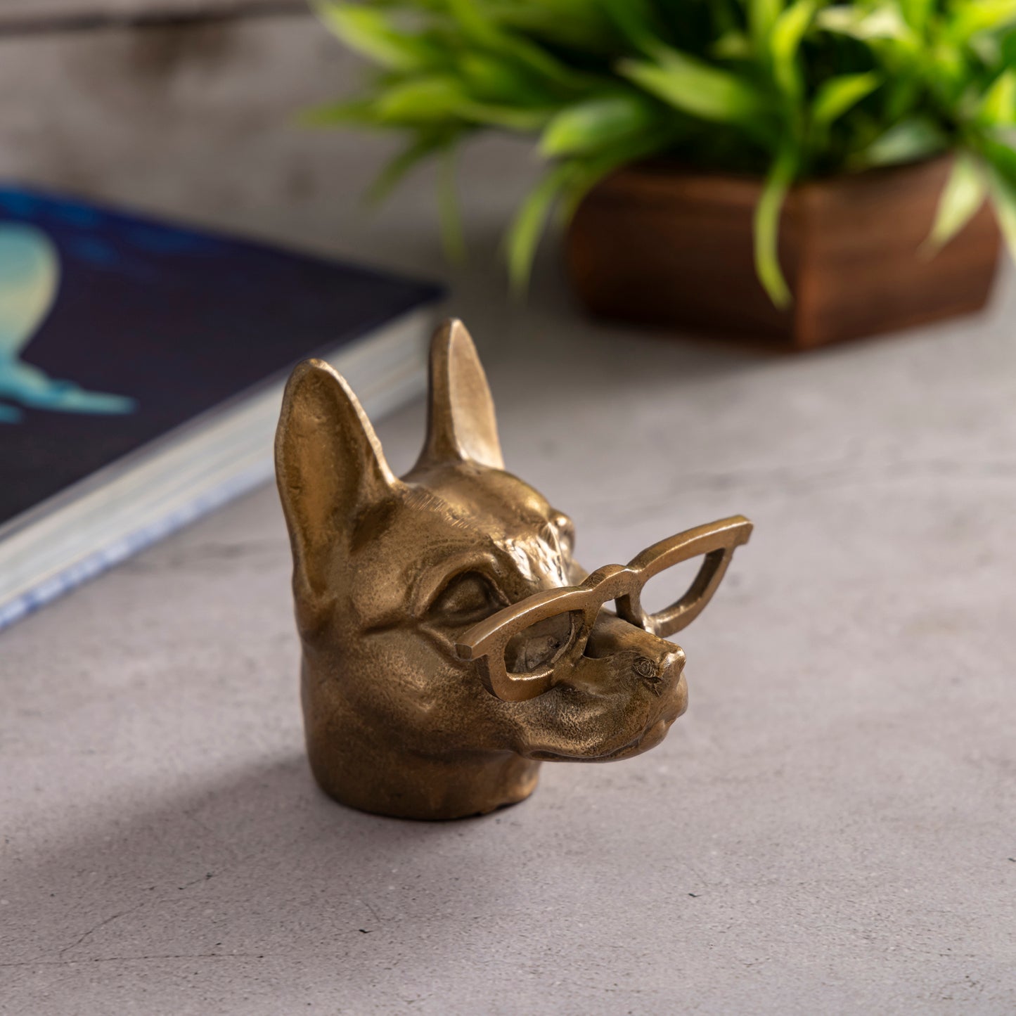 Chester Dog Statuette Antique Gold Finish