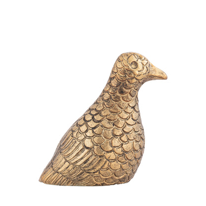Chirpy Pigeon Bird Statuette Antique Brass