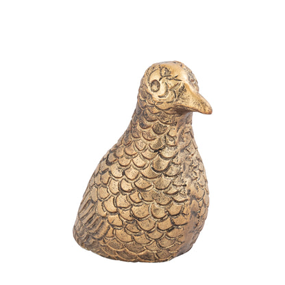 Chirpy Pigeon Bird Statuette Antique Brass