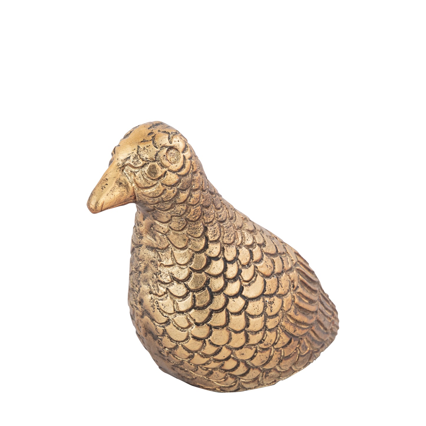 Chirpy Pigeon Bird Statuette Antique Brass