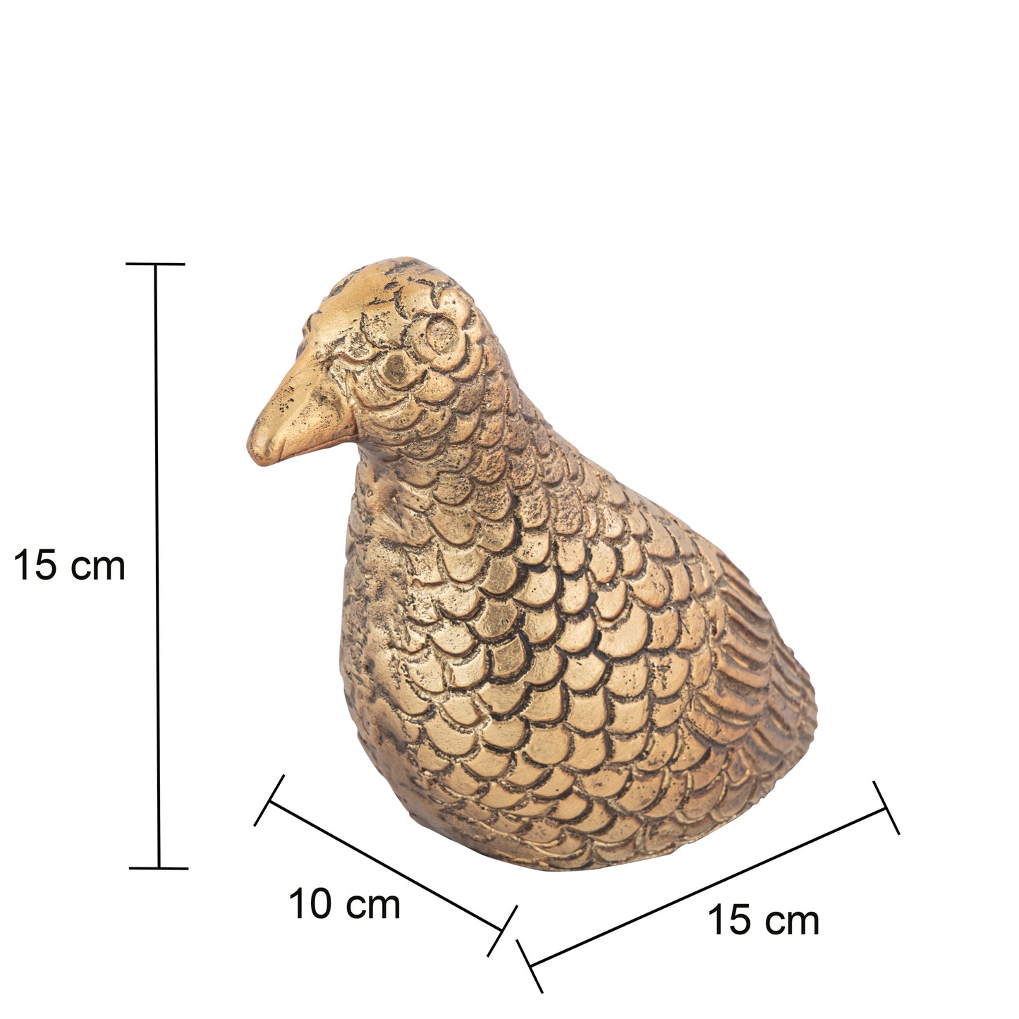 Chirpy Pigeon Bird Statuette Antique Brass