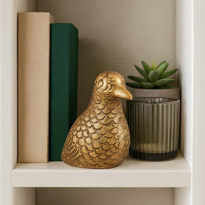 Chirpy Pigeon Bird Statuette Antique Brass