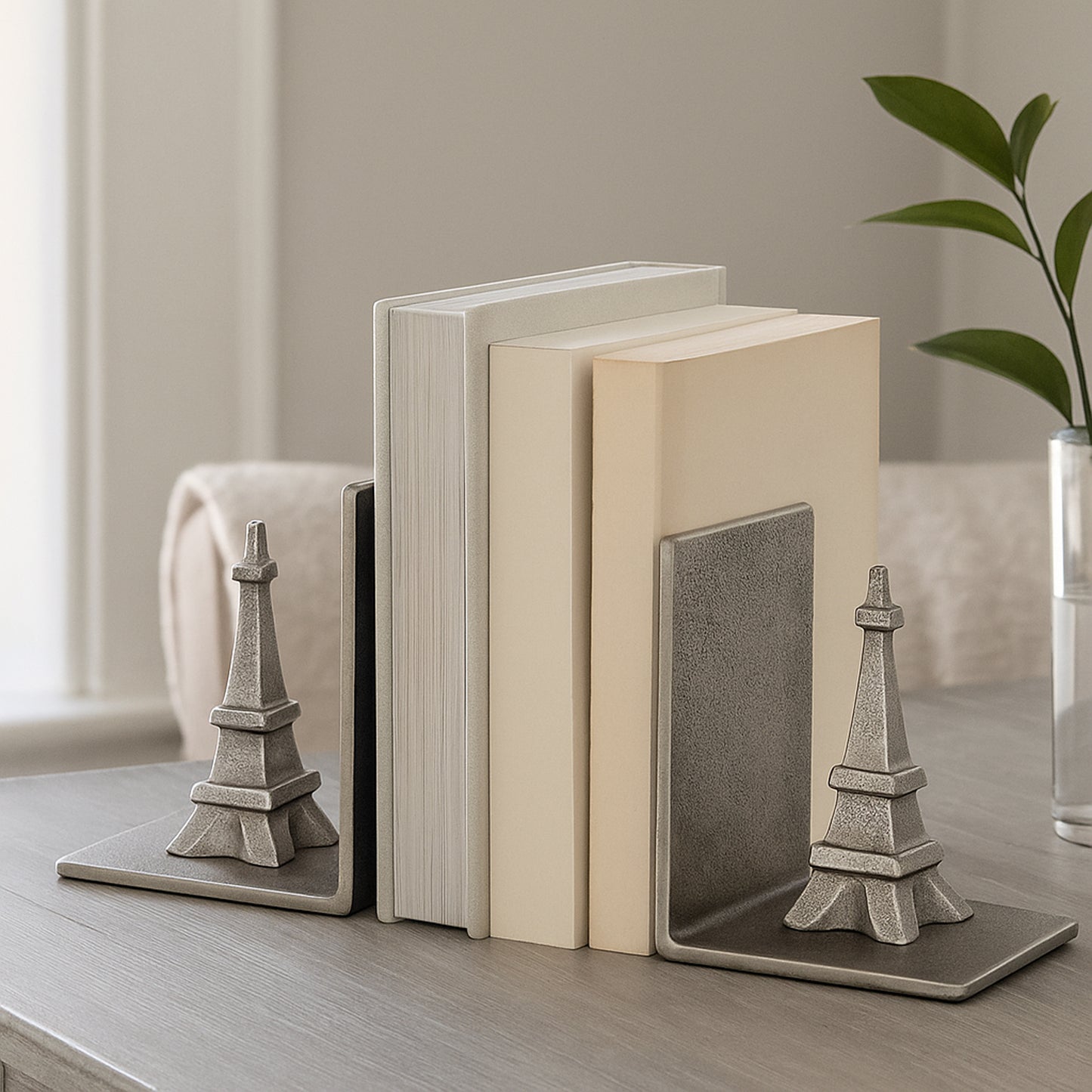 Eiffel Tower Bookends Set of 2 Antique Silver