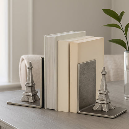 Eiffel Tower Bookends Set of 2 Antique Silver