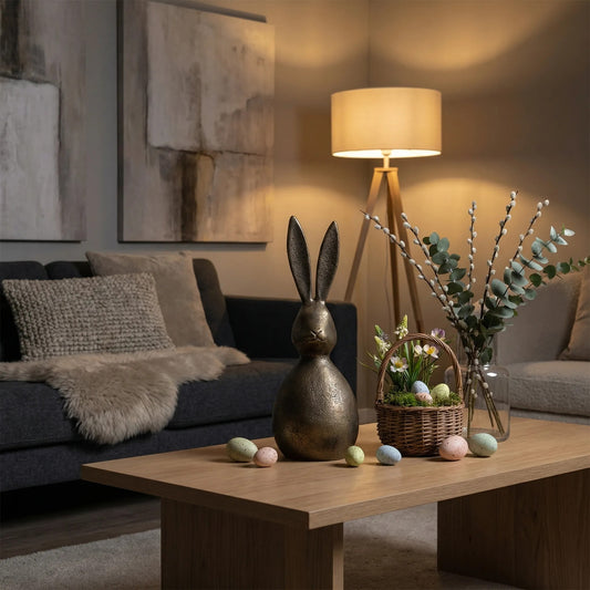 Antique Brass Aluminium Bunny Rabbit Statue Large – Easter Decor | Hoppy – Serene Living