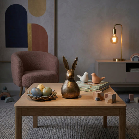 Antique Brass Aluminium Bunny Rabbit Statue Small – Easter Decor | Hoppy – Serene Living