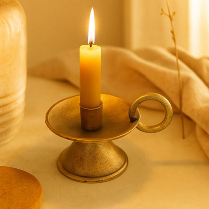 Banbury Taper Short Candle Holder Antique Brass