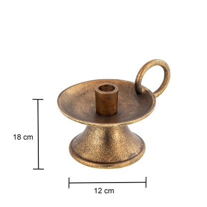Banbury Taper Short Candle Holder Antique Brass