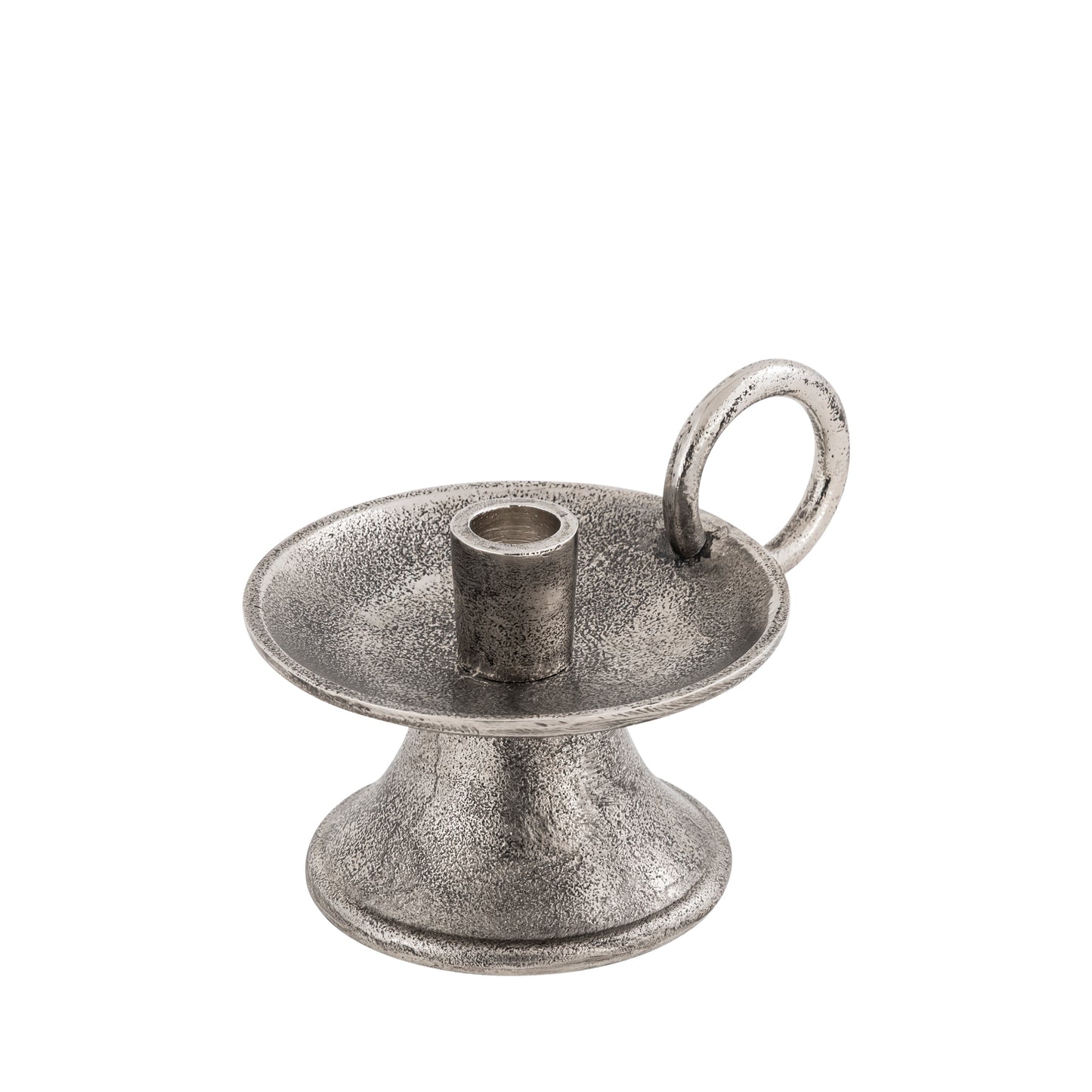 Silver candle holder on a white background
