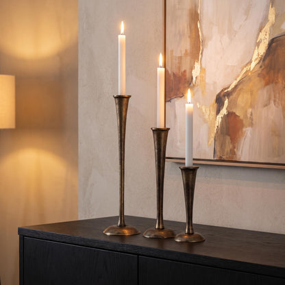 Buxton Set of 3 Candle Holders Antique Brass Finish