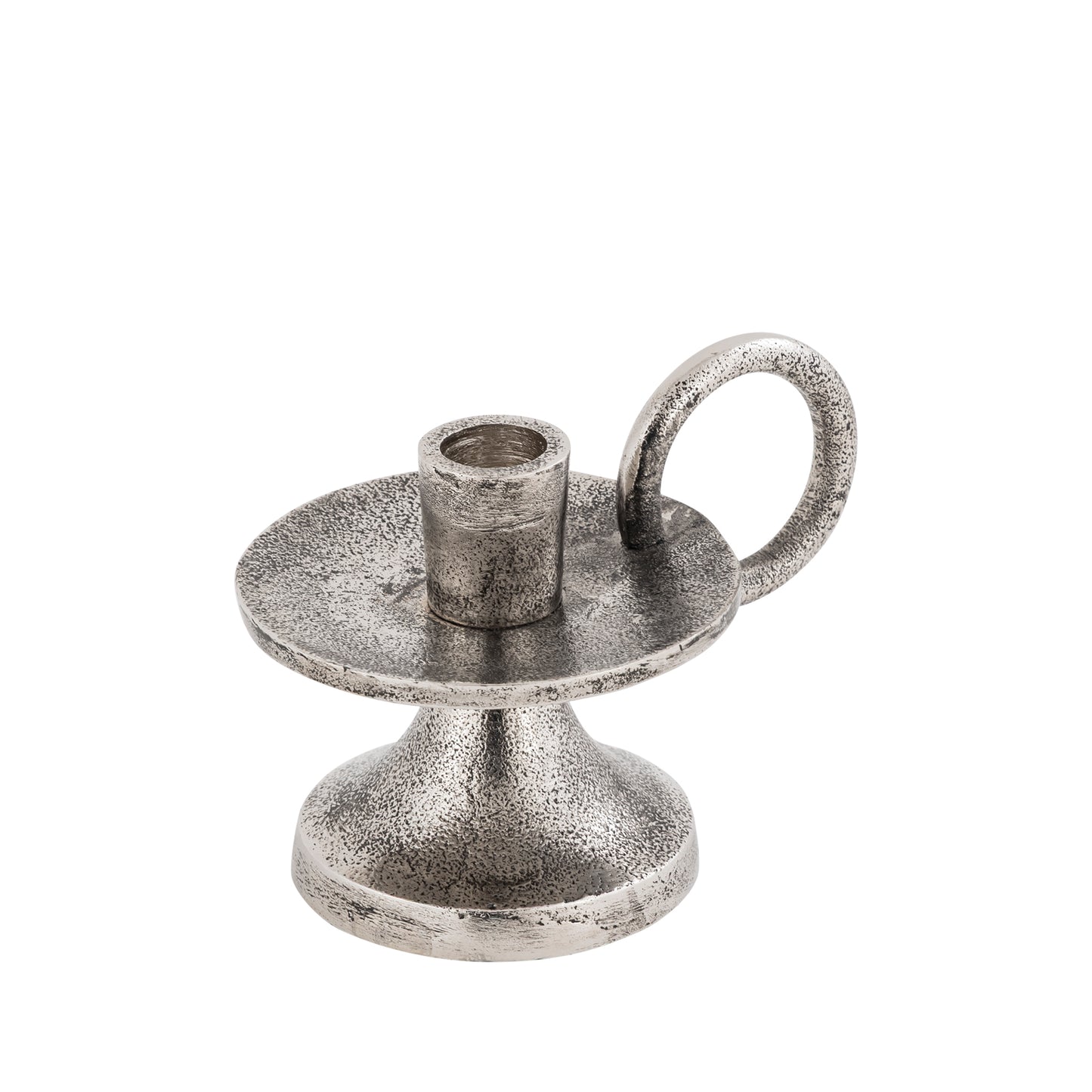 Corby Short Taper Candle Holder Antique Silver
