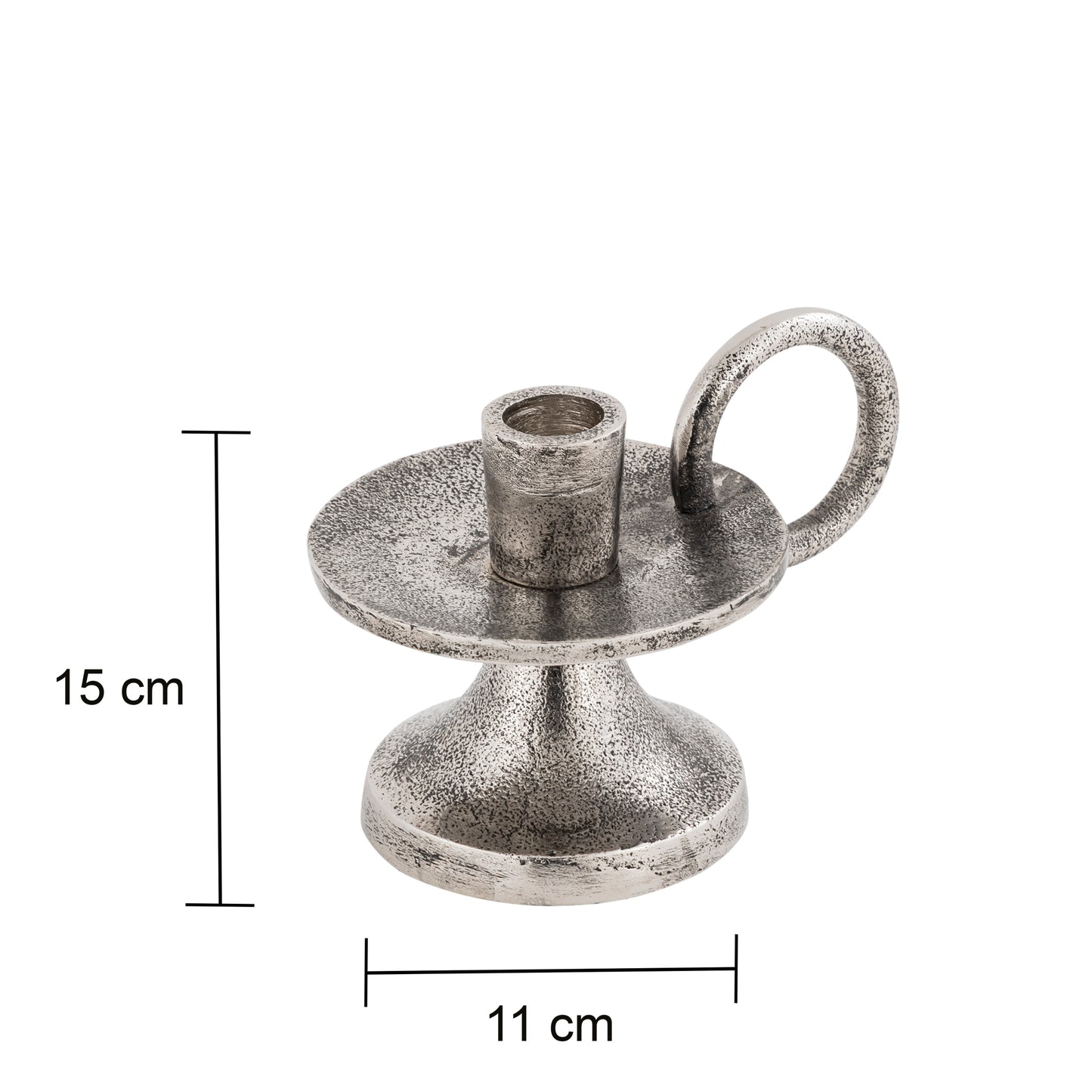 Corby Short Taper Candle Holder Antique Silver