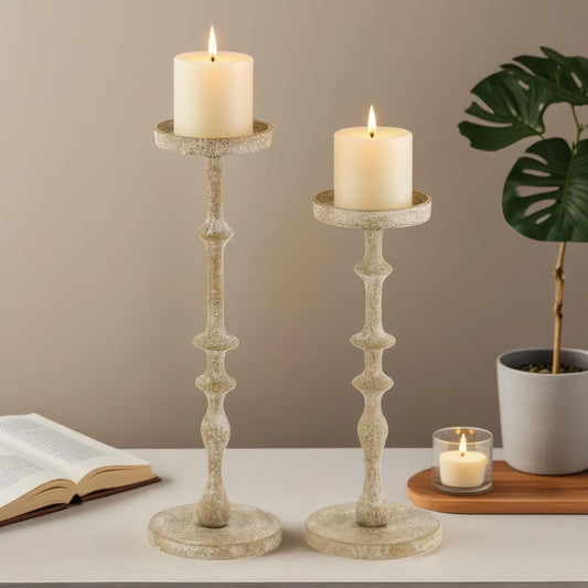 Dawlish Set of 2 Candle Holders Rustic Green Finish