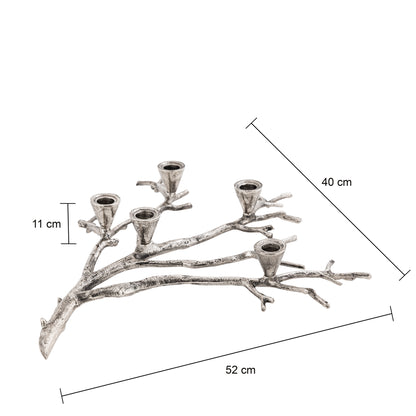 Dunster Branch Design 5-Light Taper Candle Holder Antique Silver
