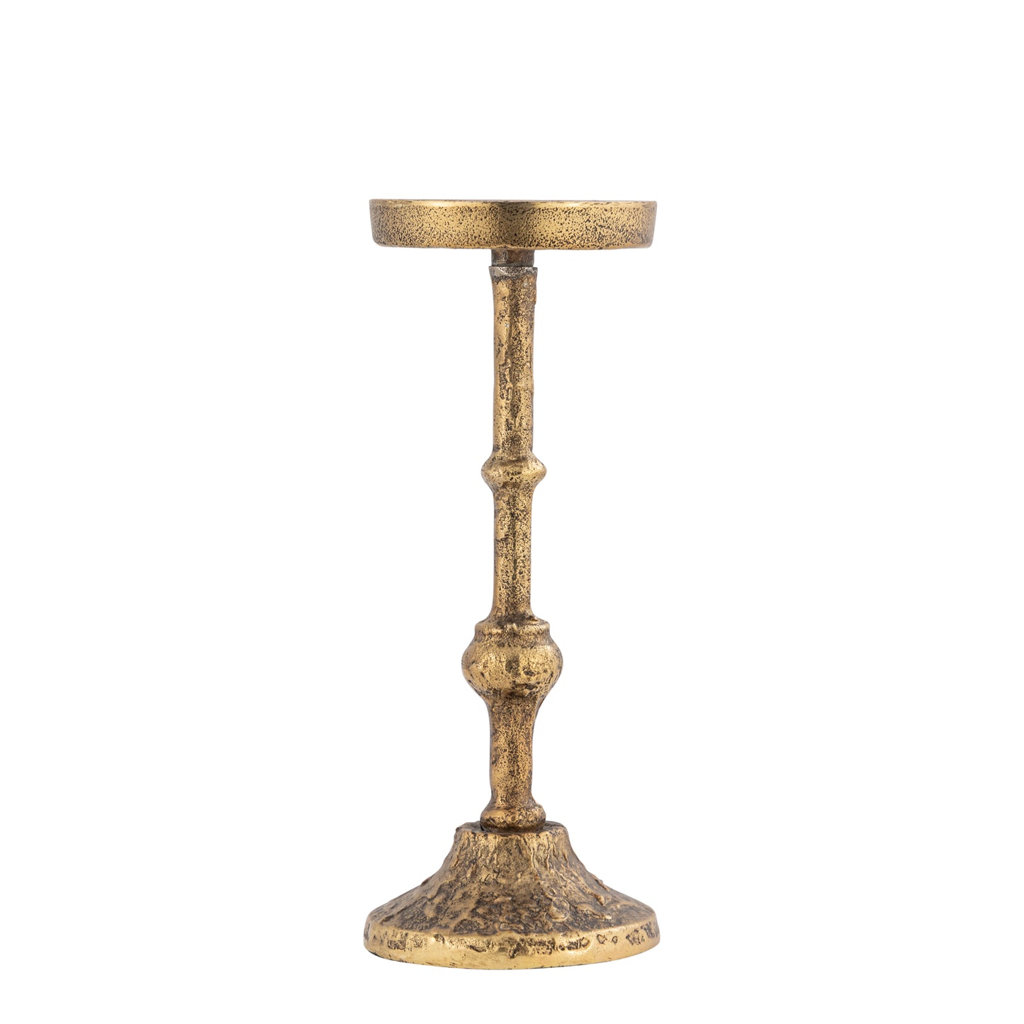 Decorative gold candle holder on a white background
