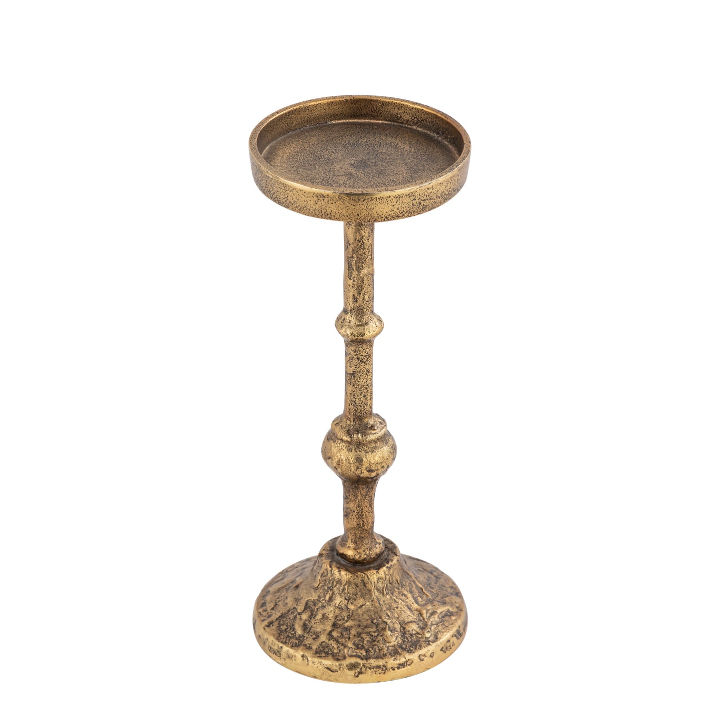 Brass candle holder on a white background